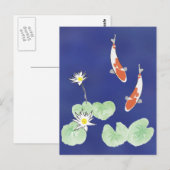Koi Pond - Blauwe achtergrond Briefkaart (Voorkant / Achterkant)