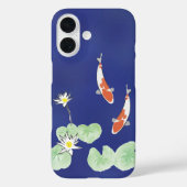 Koi Pond Blue iPhone 16 à peine Coque (Verso)