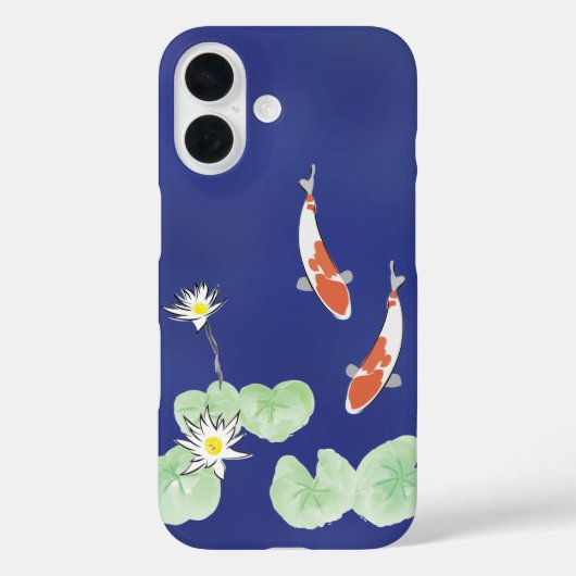 Koi Pond Blue iPhone 16 à peine Coque (Verso)