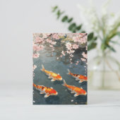 Koi Pond Cherry Blossom Serenity Briefkaart (Staand voorkant)
