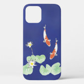 Koi Pond Coque bleu-Mate iPhone 12 Coque (Verso)