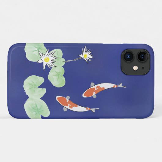 Koi Pond - coque iphone Arrière - plan bleu (Dos (Horizontal))