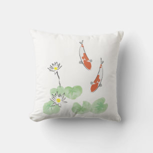 Koi Pond - Coussin Carré Arrière - plan blanc