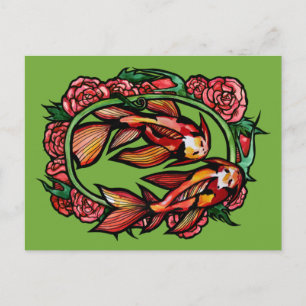 Koi Pond Fish Art Japanse Koi vijvers Briefkaart