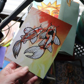 Koi Pond Fish Artwork Briefkaart