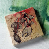 Koi Pond Fish Artwork Stenen Onderzetter