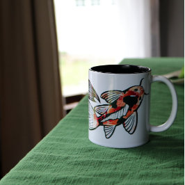 Koi Pond Fish Artwork Tweekleurige Koffiemok