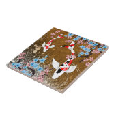 Koi Pond - hout - Japanse Design Ceramic Tile (A) Tegeltje (Zijkant)
