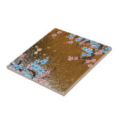 Koi Pond - hout - Japanse Design Ceramic Tile (B) Tegeltje (Zijkant)