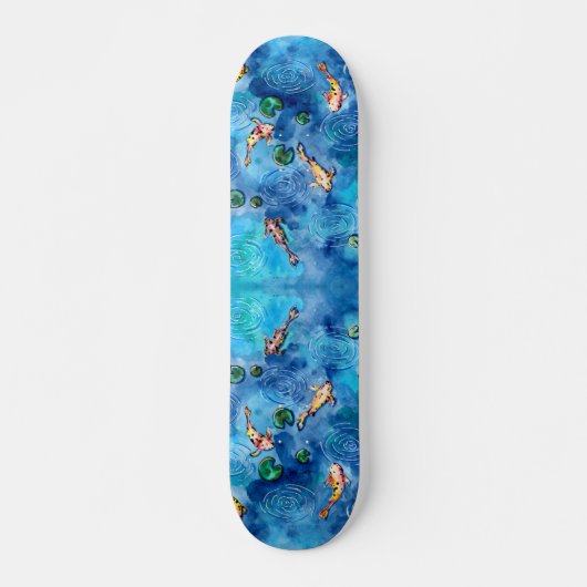 Koi Pond in de regen Skateboard (Voorkant)