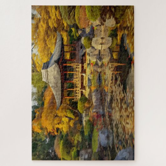 Koi Pond Japans Jigzaag Puzzle voor volwassenen Legpuzzel (Verticaal)