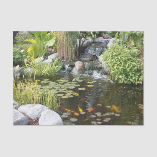 Koi Pond met Waterfall Tissuepapier (Voorkant)