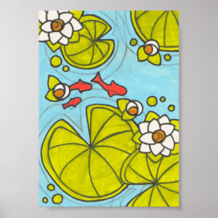 Koi Pond Mixed Media Print