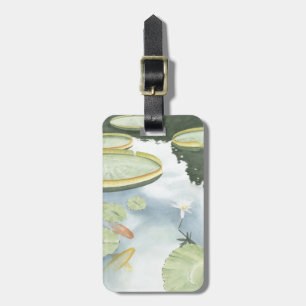 Koi Pond Reflection met vissen en geles Bagagelabel
