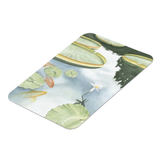 Koi Pond Reflection met vissen en geles Magneet (Linkerzijde)