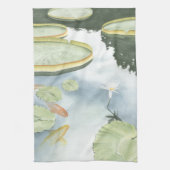 Koi Pond Reflection met vissen en geles Theedoek (Verticaal)