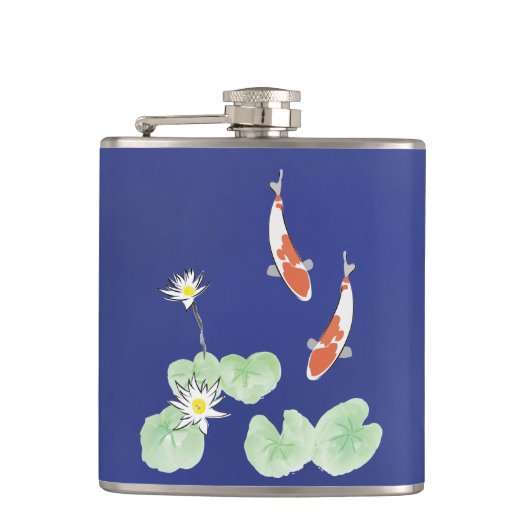 Koi Pond Vinyl Wrapped Flask Heupfles (Voorkant)