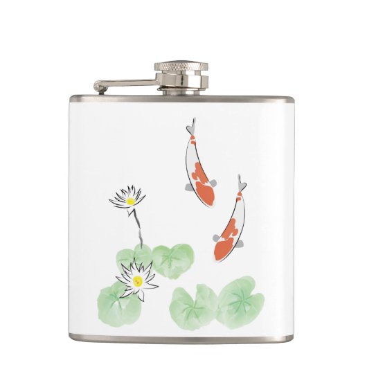 Koi Pond Vinyl Wrapped Flask Heupfles (Voorkant)