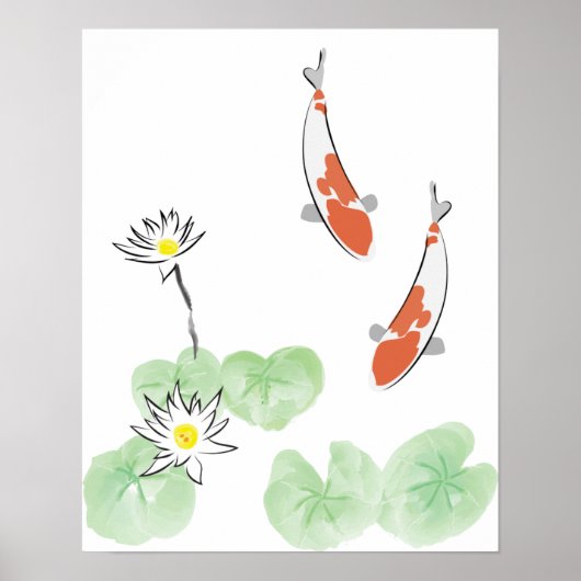Koi Pond - White Background Poster (Voorkant)