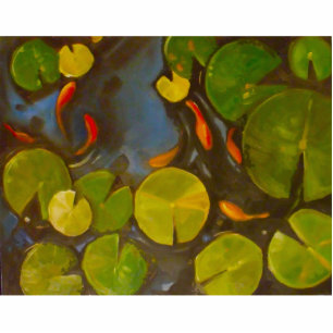 Koi Pond with lily pads and little fish Fotobeeldje Magneet