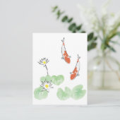 Koi Pond - witte achtergrond Briefkaart (Staand voorkant)