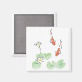 Koi Pond - Witte Achtergrond Square Magnet Magneet (Voorkant / Achterkant)