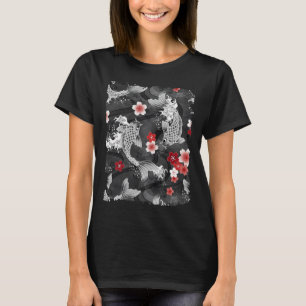 Koi sakura bloem in zwart t-shirt