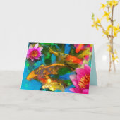 Koi spelen, Koi wenskaarten Kaart (Gele Bloem)