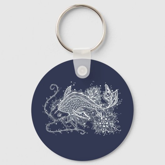 Koi Tattoo Button Sleutelhanger (Voorkant)