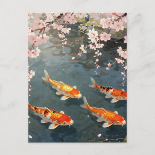 Koi Vijver Kersenbloesem Sereniteit Briefkaart
