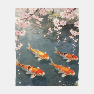 Koi Vijver Kersenbloesem Sereniteit Fleece Deken