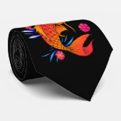 koi - vis en bloemen stropdas (Opgerold)