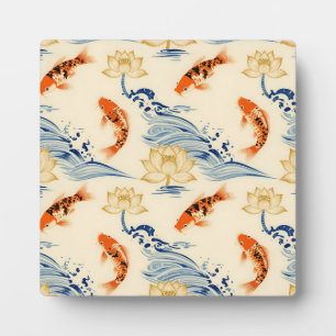 Koi-vis en lotus naadloos patroon fotoplaat