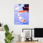 Koi vis in vijver Japan reisdruk Poster (Thuiskantoor)