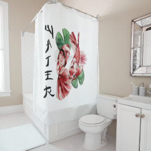 Koi-vis Japanse stijl schrift Oosterse kunst Douchegordijn