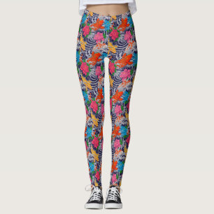 Koi Vis Japanse Tatoeage Met Golf Bloem Motief Leggings