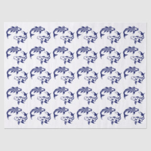 Koi Vis Karp #3 Doe-het-zelf Kleuren Blauw Tissuepapier