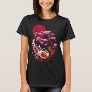 Koi Vis Karper Yin Yang Bonsai Boom Maan Aziatisch T-shirt