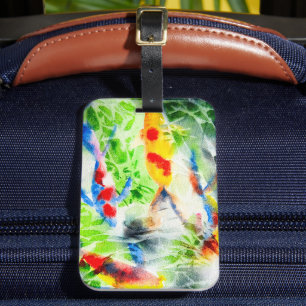 Koi vis kleurrijke waterverf kunst bagagelabel