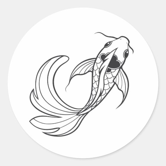 Koi vis langwerpig lichaam en stromend ronde sticker (Voorkant)