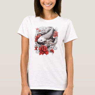 Koi vis met bloemen | Japans ontwerp T-shirt