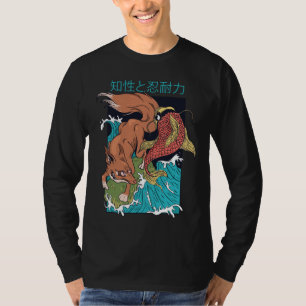 Koi Vis met Vos Japanse Stijl Ontwerp T-shirt