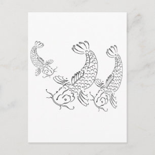 Koi vis modern design zwart wit briefkaart