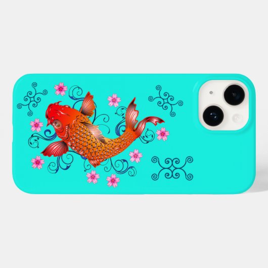 Koi vis oosters sinaasappel turquoise bloemsieraad Case-Mate iPhone case (Achterkant (horizontaal))