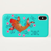 Koi vis oosters sinaasappel turquoise bloemsieraad Case-Mate iPhone case (Achterkant (horizontaal))