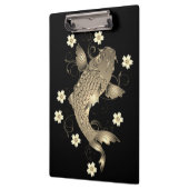 Koi vis oosters zwart en goud bloemig elegant klembord (Links)