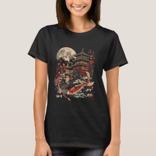Koi Vis Pagode Tempel Japanse Koi Karper Vis Azië T-shirt