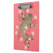 Koi vis perzik en goud oosters bloemig elegant klembord (Links)