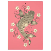 Koi vis perzik en goud oosters bloemig elegant klembord (Achterkant)