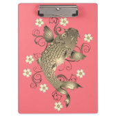 Koi vis perzik en goud oosters bloemig elegant klembord (Voorkant)